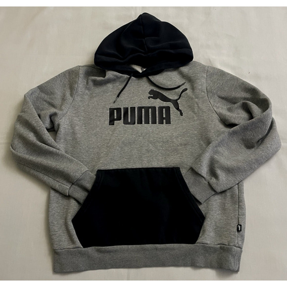 Puma Essentials Long Sleeve Hoodie Big Logo Men's Pullover Kangaroo Pocket Sz M - Picture 1 of 7